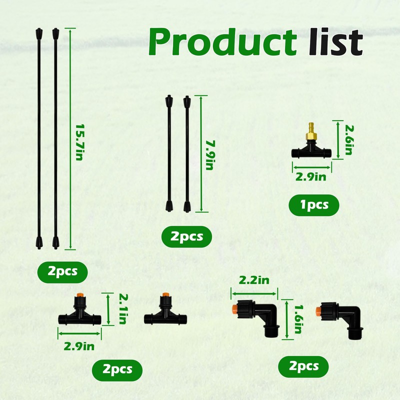 4-Nozzle Boom Sprayer Wand with 3/8" Brass Fitting, 55.1” ATV