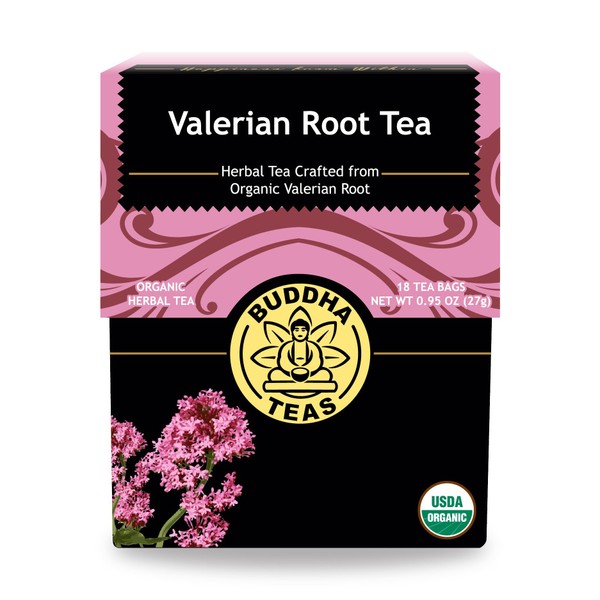 Organic Valerian Root Tea, 18 Bleach-Free Tea Bags – Caffeine Free Tea Supports Healthy Sleep Cycle, Eases Muscle Pain, and Calms the Body and Mind, No GMOs