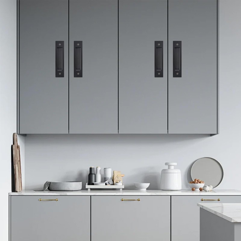 Incauca Barn Door Handles, 6 Inch Flush Door Handle, Recessed