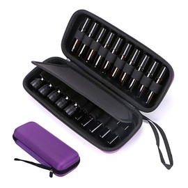 BTSKY EVA 20 Bottles Essential Oil Bags for 10ml, 10ml Rolls, 5ml - Durable Waterproof Hard Shell Essential Oil Carrying Case Purple (Essential Oil Not Included)