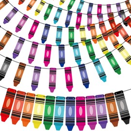 Weekgrat Back to School Banner Colorful Cute Crayon Banner Garland Welcome Back to School Decor First Day of School Banner Crayon Classroom Decor for Preschool Elementary Teacher Office(8 Strings)