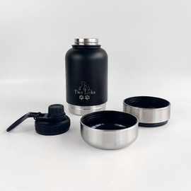 3-in-1 Reusable Water Bottle and Food Bowls Combo (Black)