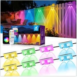 AHAWILL Outdoor Fence Lights 8 Pack,Color Changing Fence Lighting