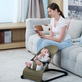 Lfhiwhd Baby Bouncer,Baby Bouncer Seat,Portable Infant Bouncer with 3-Point Safety Harness,Ergonomic Bouncy seat, Newborn Bouncer for Babies 0-6 Months up to 20lbs (Green)