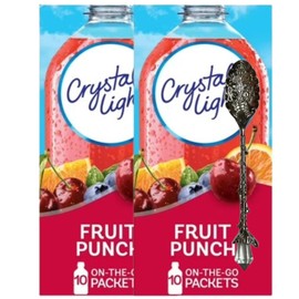 Candy Freezer Crystal-Light On The Go Drink Mix - Two (2) Pack of 10pck/0.13oz Pouches - Sugar-Free, Low-Calorie Refreshment Anytime, Anywhere and Candy Freezer Gem Spoon (2 Pack, Fruit Punch) - Gem Spoon