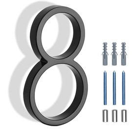 House Numbers, 5" Floating Stainless Steel Address House Number Sign, Modern Metal Anti-Rust House Numbers with Nail Kits for Door Yard Street Mailbox(Number 8)
