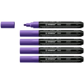 Acrylic Marker - STABILO FREE Acrylic - T300 2-3 mm Bullet Tip - Box of 5 - Violet