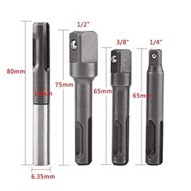 SDS Plus Shank to 1/4" Hex Socket Adaptor + 1/4" 3/8" 1/2" Square Drill Bit Holder Extension Connector for Screws/Nuts/Any Drill and Handheld Driver