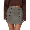 EXLURA Womens Tweed Plaid Bodycon Mini Skirts High Elastic Wasit