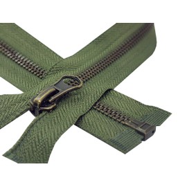 Metal Zipper Fastener Size #5 Open End Antique Brass Heavy Duty Single Slider Zip Sewing Accessory (Olive Green (327), 70cm (27.5''))