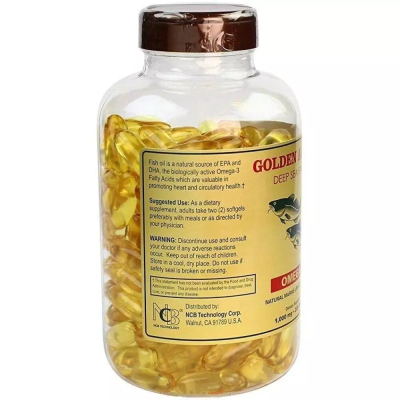 NCB Natural Omega 3 Fish Oil Softgels 200 Count Deep