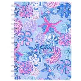 Lilly Pulitzer Hardcover Mini Spiral Notebook, 8.5" x 6.5" Small Journal with 160 College Ruled Pages, Bahamas Beachcomber
