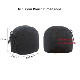 Mini Coin Pouch Change Holder, Outdoor Tactical Wallet Nylon Waist Bag for Men, Multi-functional Coin Purse Cash Holder Money Pouch, Small Change Bag with Two Zipper Compartments (Black)