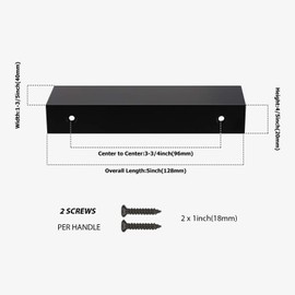 Peaha 30 Pack Kitchen Cabinet Handles 3-3/4 inch Black Pulls for Dresser Drawers Door Edge Finger Pull Aluminum Alloy Hardware