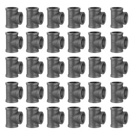 3/4" Pipe Fitting Tee, Home TZH DN20 Threaded Cast Malleable Iron Tee for Steampunk Vintage Shelf Bracket DIY Plumbing Pipe Decor Furniture (30, 3/4")