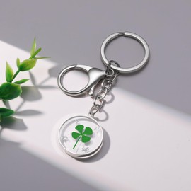 Vierblättriges Kleeblatt Schlüsselanhänger | Irish St. Patrick's Day Lucky Green Four Leaf Clover Shamrock Schlüsselanhänger | Grüner vierblättriger Kleeblatt | Schlüsselanhänger zum St. Patrick's Day