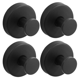 Black Towel Holder Self Adhensive - Set of 4 Metal Towel Hooks/Coat Hook/Suction Hooks Heavy Duty 16-0401