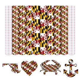 Tintnut Maryland Flag Permanent Vinyl- 8 Sheets 12"x10", Maryland State Flag Permanent Adhesive Vinyl for Cutting Machine,Home Decor Self Sticker