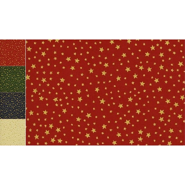STOFFBOOK Cotton Soft Fabric Printed Stars Fabric C922 (Red-Gold)