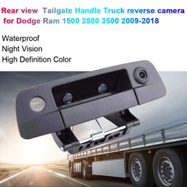HD Night Vision Handle Strip Camera Parking Aid Boot Handle Reversing Camera with Micro Switch Replacement for Dodge Ram 1500 2500 3500 2009-2018 Tailgate Handle Truck