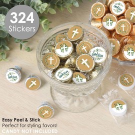 Big Dot of Happiness Elegant Cross - Religious Party Small Round Candy Stickers - Party Favor Labels - 324 Count
