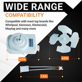 W10124096 Refrigerator Condenser Fan Motor Kit Replacement Part by BlueStars - Exact Fit for Whirlpool, Kenmore & Maytag Refrigerators - Replaces AP4318657, 2188538, 2188727, 2188732, 2188891