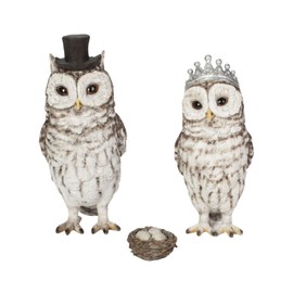 Oubia Owls Couple 10.5 x 7 x 12.5cm Doll Figurine Figurine Animal Garden Decoration Bird H23357