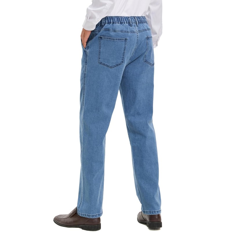 voeeron Mens Elastic Waist Jeans Relaxed Fit Men's Jeans with