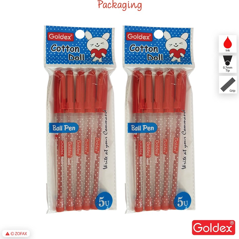 Goldex 10 x 0.7mm Ball Pens Cotton Doll Ball Point
