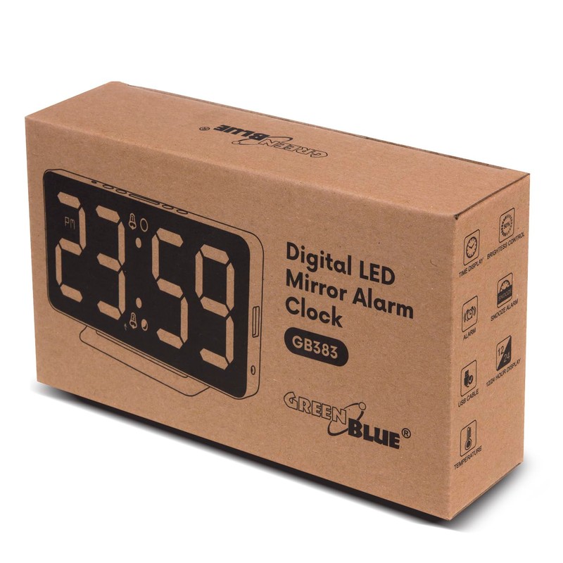 Green Blue GB383 Digital LED Alarm Clock with Alarm and