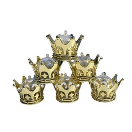 Crafts Central - 24 Fillable Mini Plastic Gold Crown Decoration Favor with Clear Dome Lids
