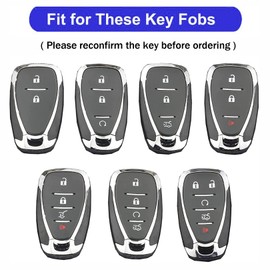 Teenpull Fit for Chevy Key Fob Cover, Key Fob Case TPU Protector with Key Chain Compatible for Chevy 2024 2023 2022 2021 2020 Malibu Camaro Cruze Traverse Volt Bolt Remote Keyless Entry (Black)