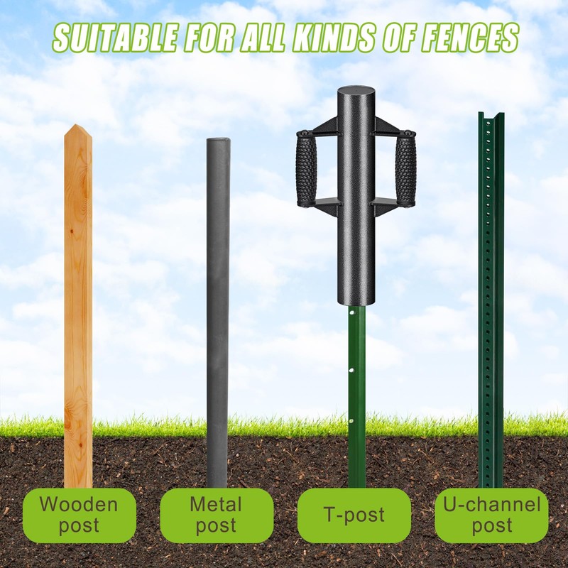Insaga Enhanced T-Post Driver, Fence Post Driver with Non-Slip Ergonomic