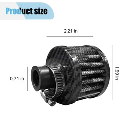 Car Breather Filter, 0.47"/12mm Cold Air Intake Filter Cleaner, Crankcase Vent Valve Cover Filter Breather, Automotive Air Filter for Most Car Motorcycle (Carbon Fiber)