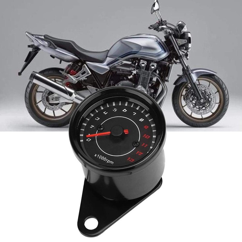 Qiilu Motorcycle Tachometer, Universal Motorcycle Backlight Tachometer, Tachometer, Aluminium Display