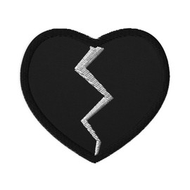 Edge of Life Designs Goth Black Broken Heart Valentines Day Embroidered Patch Iron On Applique