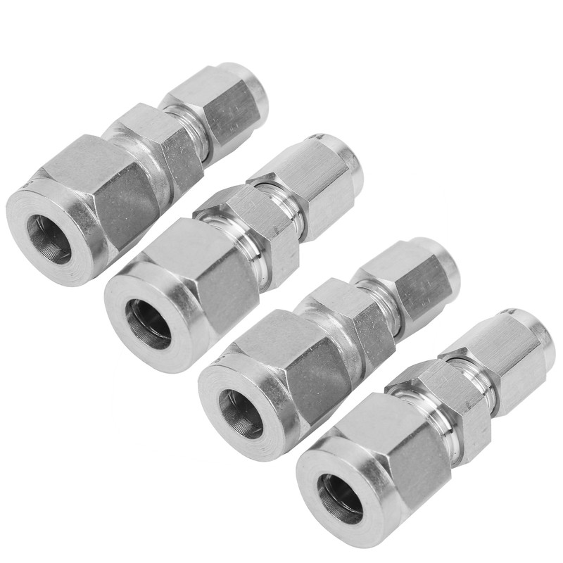 4Pcs Compression Tube Fitting Stainless Steel DoubleFerrule Converter Adapter(Ф4/Ф8 )