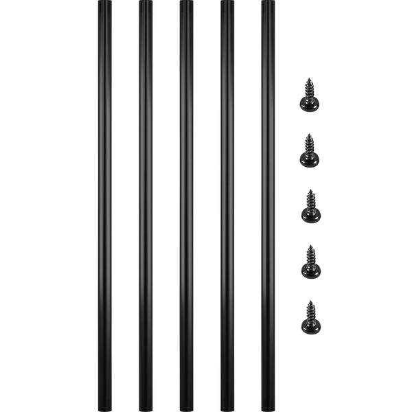 VEVOR Deck Balusters, 26"x0.75" Metal Deck Spindles, 101 Pack Staircase Baluster with Screws, Aluminum Alloy Deck Railing for Wood and Composite Deck, Circle Baluster for Outdoor Stair Deck Porch