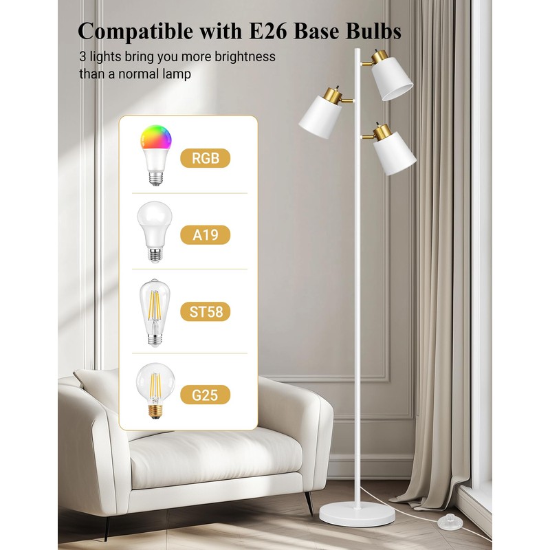 QiMH Tree Floor Lamps for Living Room, 67" Modern Standing