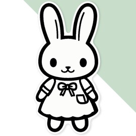 Extra Large 460mm 'Cute Bunny in Dress' Permanent Sticker Decal for Cars/Windows/Bins/Walls (DW00132159)