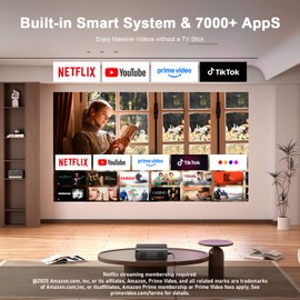 AuKing Projector, Built-in Apps & Auto Focus, 2026 Upgraded Mini Projector, Full HD 1080P Home Theater Video Projector, Compatible with HDMI/USB/AV/Smartphone/TV Box/Laptop(Black)