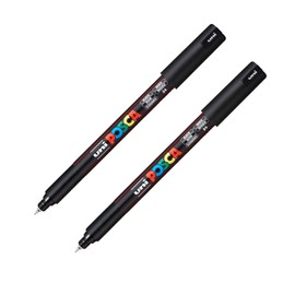 Posca PC-1MR Paint Marker Art Pens - 0.7mm Nib - Black Ink - Pack of 2