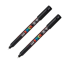 Posca PC-1MR Paint Marker Art Pens - 0.7mm Nib - Black Ink - Pack of 2
