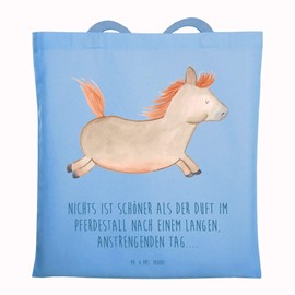 Mr. & Mrs. Panda Horse Jumping Tote Bag, Gift Bag, Bath Bag, Horse Stable, Shopping Bag, Farmer, Horses, Fabric Bag, Shopper, Yard Animals, Farmer, Shopping Bag, Farm, blue, Hand Drawn