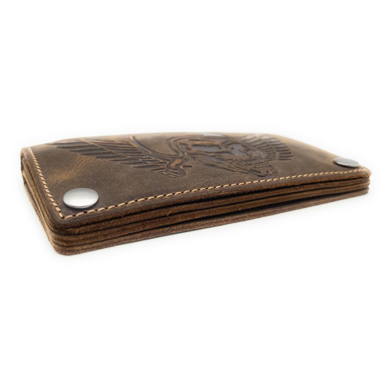 Lemasi Biker Wallet with Chain Natural Hunter Leather Wallet with