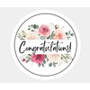 Congratulations Floral Stickers, Floral Congratulations Favor Stickers 2" Round Sticker, 20 Sticker Sheet, Party Favor Sticker