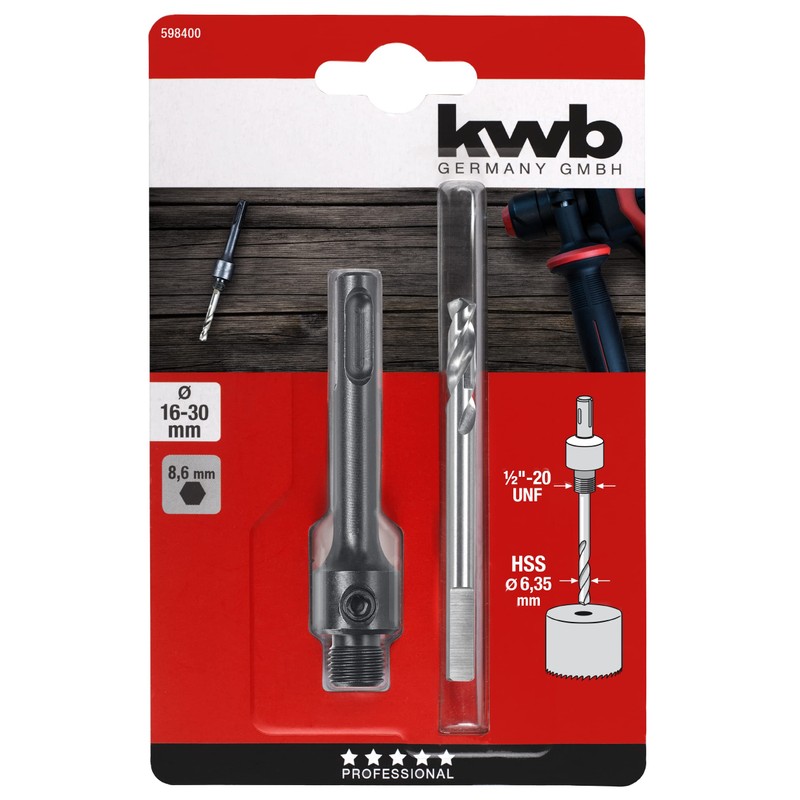 kwb Mounting Shaft for Bi-Metal Hole Saws, with 12.7 mm