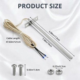 7" RTD Temperature Probe Sensor, 304 Stainless Steel Replacement for Traeger Grill Probe, PT1000 Internal Ambient Probe with 47" Cable, Compatible with Traeger and Z-Grill Pellet Grills
