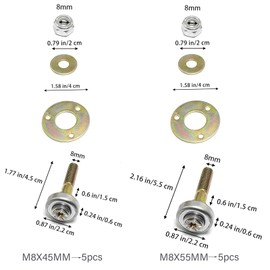 10 Piece Furniture Rocking Chair Bearing Connector, Rocking Chair Bearing Screw Kit, Rocking Chair Bearing Screw Kit Furniture Connecting Accessories (M8*45mm/M8*55mm)