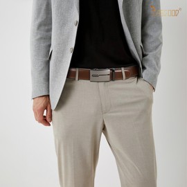 JASGOOD Leather Men Belt, Sliding Ratchet Leather Belt for Men Suit with Automatic Buckle 1.38" Wide,Brown(Light Gun Black Buckle)